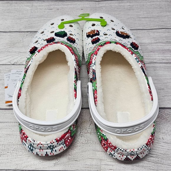 NWT Crocs Men's Classic Lined Holiday Charm Clog Size 13 - Picture 9 of 10